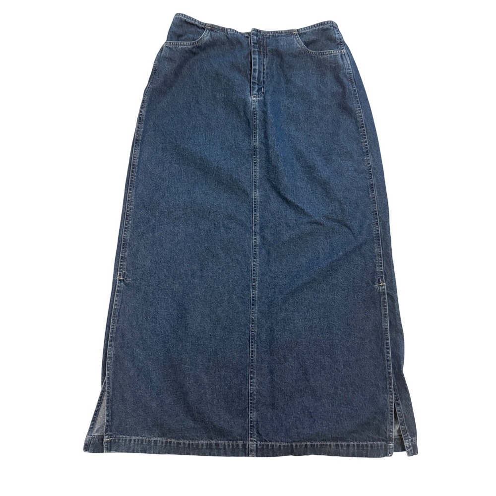 Vintage Y2K Laura Ashley Denim Maxi Skirt - Soft Cotton Tencel Blend - Size 8